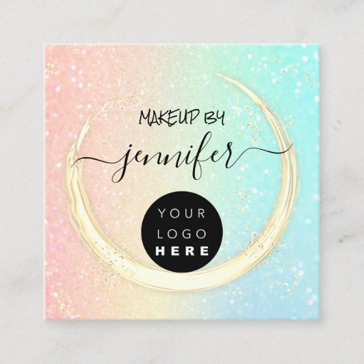 プロフェッショナルロゴ爪、 ネイル美しいヘアグラデーショングリッター スクエア名刺 (正面)