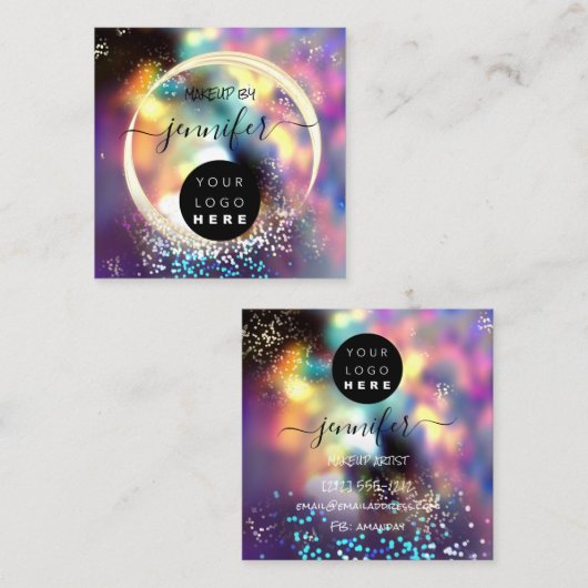 プロフェッショナルロゴ爪、 ネイル美しいヘアグラムホログラフ スクエア名刺 (正面/裏面)