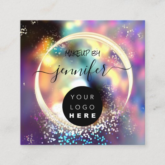 プロフェッショナルロゴ爪、 ネイル美しいヘアグラムホログラフ スクエア名刺 (正面)