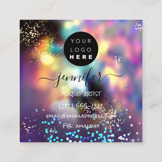 プロフェッショナルロゴ爪、 ネイル美しいヘアグラムホログラフ スクエア名刺 (裏面)