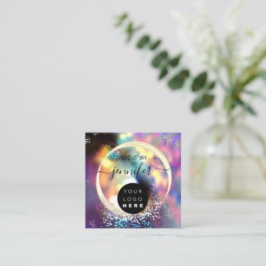 プロフェッショナルロゴ爪、 ネイル美しいヘアグラムホログラフ スクエア名刺 (スタンド正面)