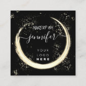 プロフェッショナルロゴ爪、 ネイル美しいヘアブラック金ゴールド スクエア名刺 (正面)