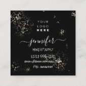 プロフェッショナルロゴ爪、 ネイル美しいヘアブラック金ゴールド スクエア名刺 (裏面)