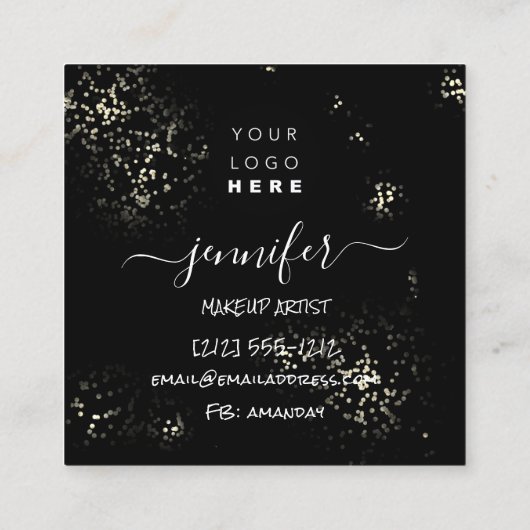 プロフェッショナルロゴ爪、 ネイル美しいヘアブラック金ゴールド スクエア名刺 (裏面)