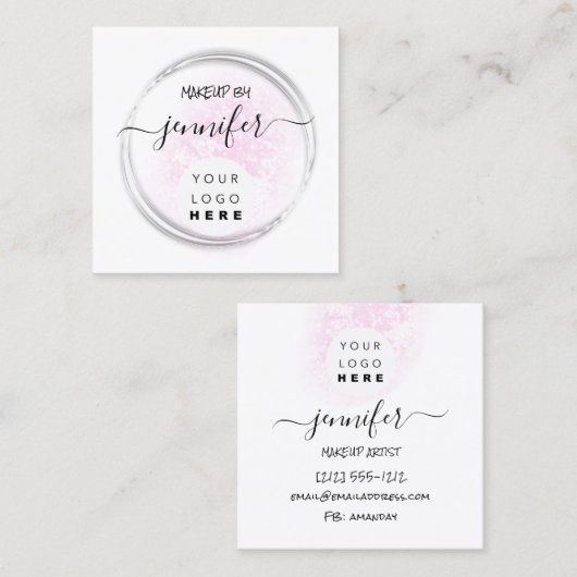 プロフェッショナルロゴ爪、 ネイル美しいヘアホワイトピンク スクエア名刺 (正面/裏面)