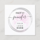 プロフェッショナルロゴ爪、 ネイル美しいヘアホワイトピンク スクエア名刺 (正面)