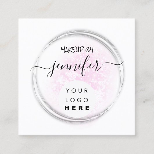 プロフェッショナルロゴ爪、 ネイル美しいヘアホワイトピンク スクエア名刺 (正面)