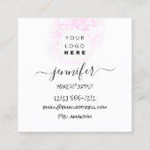 プロフェッショナルロゴ爪、 ネイル美しいヘアホワイトピンク スクエア名刺 (裏面)