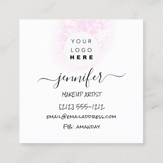 プロフェッショナルロゴ爪、 ネイル美しいヘアホワイトピンク スクエア名刺 (裏面)