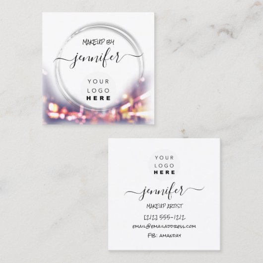 プロフェッショナルロゴ爪、 ネイル美しいヘアホワイトモダン スクエア名刺 (正面/裏面)