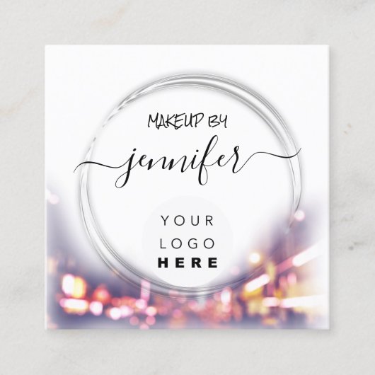 プロフェッショナルロゴ爪、 ネイル美しいヘアホワイトモダン スクエア名刺 (正面)