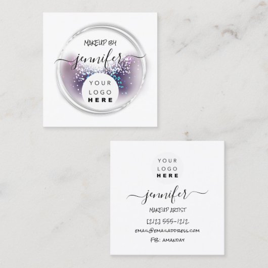 プロフェッショナルロゴ爪、 ネイル美しいヘアホワイト抽象芸術 スクエア名刺 (正面/裏面)