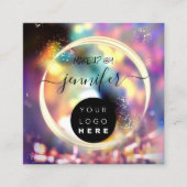 プロフェッショナルロゴ爪、 ネイル美しいヘア金ゴールドホログラフ スクエア名刺 (正面)