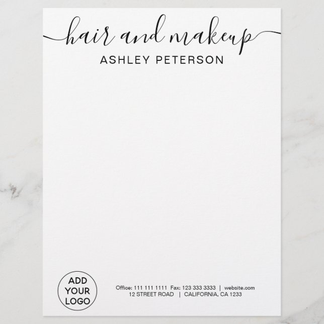 プロフェッショナルロゴ白黒シンプルタイポグラフィ レターヘッド (正面)