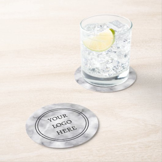 プロフェッショナルロゴ黒と白の大理石ビジネス ラウンドペーパーコースター (インサイチュ)