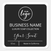 プロフェッショナルロゴ黒Soap製品ラベルの追加 スクエアシール (正面)