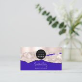 プロフェッショナルロゴQRコード美容師メイクアップブルー 名刺 (スタンド正面)