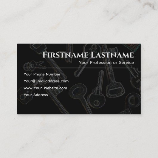 プロフェッショナルロックスミスまたはロックと鍵サービス 名刺 (裏面)