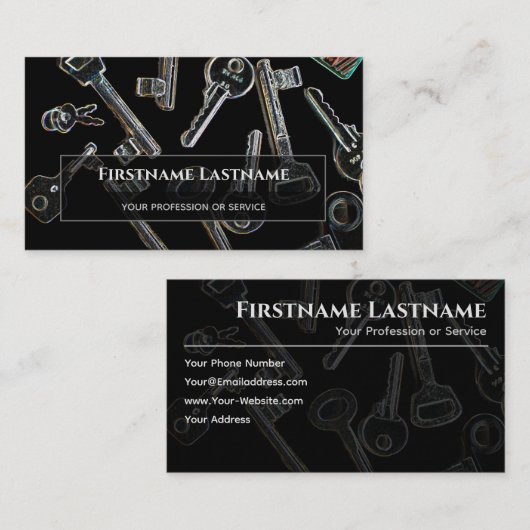 プロフェッショナルロックスミスまたはロックと鍵サービス 名刺 (正面/裏面)