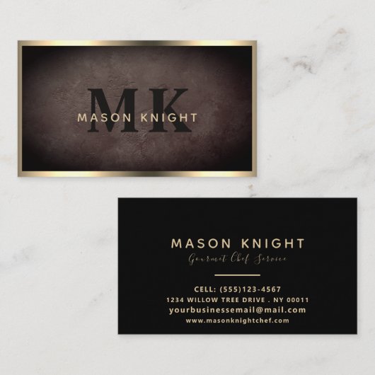 プロフェッショナルロック石板ストーン&金ゴールドラグジュアリーデザイン 名刺 (正面/裏面)