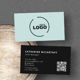プロフェッショナルロモダンゴQRコードターコイズとブラック 名刺