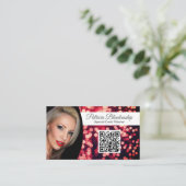 プロフェッショナルローズレッド《写真》ぼけ味カスタム写真QR 名刺 (スタンド正面)