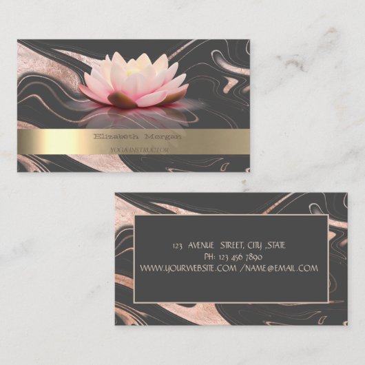 プロフェッショナルロータス金ゴールドストライプヨガインストラクター 名刺 (正面/裏面)