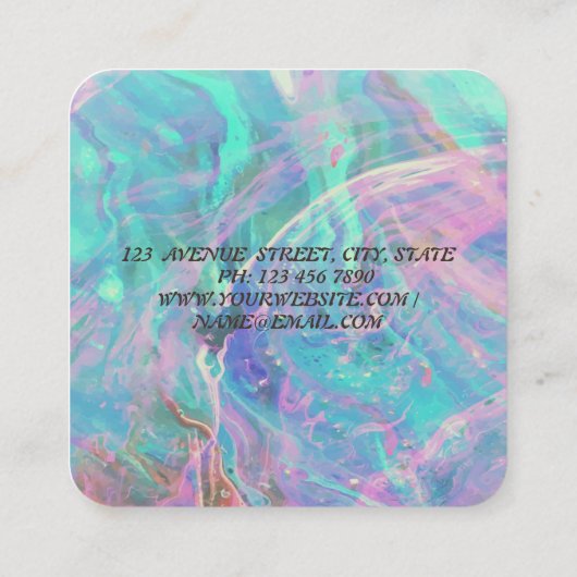 プロフェッショナルロータス金ゴールドブラシストロークオパール スクエア名刺 (裏面)