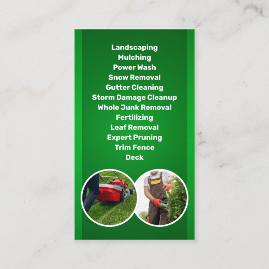 プロフェッショナルローン気に造園グリーンイエロー 名刺 (裏面)