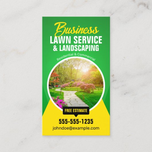 プロフェッショナルローン気に造園グリーンイエロー 名刺 (正面)