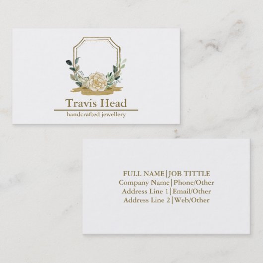 プロフェッショナルワイルドフラワーウォーターカラークレストモノグラム 名刺 (正面/裏面)