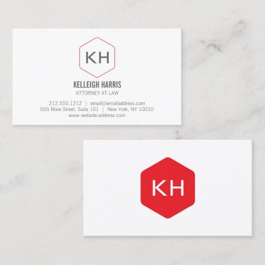 プロフェッショナルヴィンテージモノグラムロゴ弁護士 名刺 (正面/裏面)