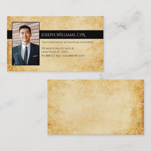 プロフェッショナルヴィンテージ分課CPA会計士税 名刺 (正面/裏面)