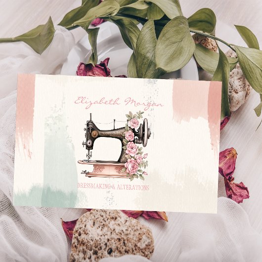 プロフェッショナルヴィンテージ裁縫機ブラシストローク 名刺
