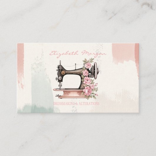 プロフェッショナルヴィンテージ裁縫機ブラシストローク 名刺 (正面)