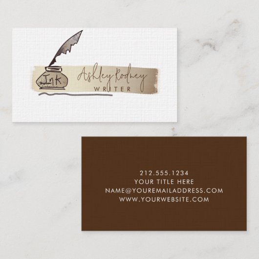 プロフェッショナルヴィンテージ金ゴールドクイルペンライター 名刺 (正面/裏面)