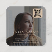 プロフェッショナルヴィンテージ金ゴールドフローラ写真QRコード スクエア名刺 (裏面)