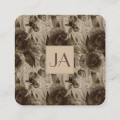 プロフェッショナルヴィンテージ金ゴールドフローラ写真QRコード スクエア名刺 (正面)