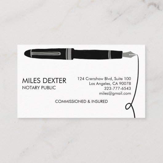 プロフェッショナル万年筆のロゴのサイン公証人 名刺