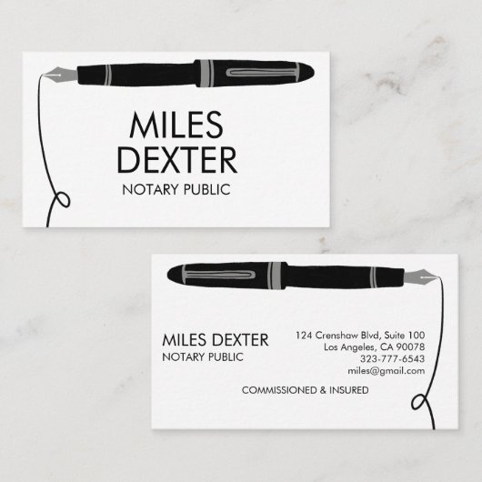 プロフェッショナル万年筆のロゴのサイン公証人 名刺