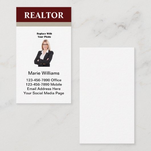 プロフェッショナル不動産仲介業者フォト名刺 名刺 (正面/裏面)