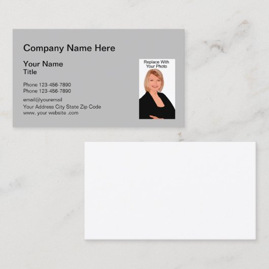 プロフェッショナル不動産仲介業者写真テンプレート 名刺 (正面/裏面)