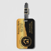 プロフェッショナル不動産仲介業者 – ブラック&金ゴールド ラゲッジタグ (正面縦)