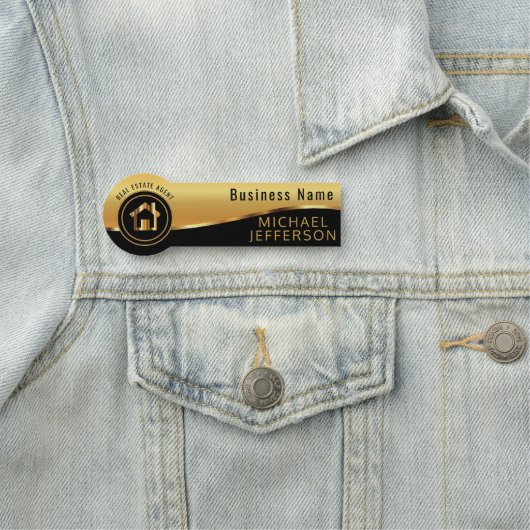 プロフェッショナル不動産仲介業者 – ブラック&金ゴールド 名札 (インサイチュ)