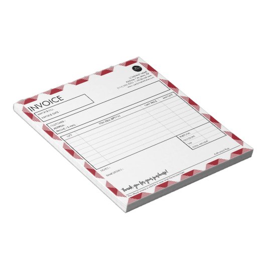 プロフェッショナル事業請求書の赤縁どテンプレート ノートパッド (アングル)