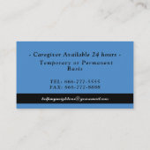 プロフェッショナル介護者のヘルプアシスタント写真 名刺 (裏面)