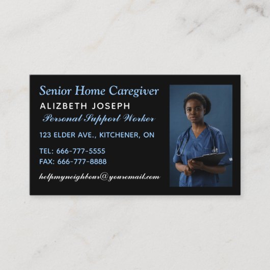 プロフェッショナル介護者のヘルプアシスタント写真 名刺 (正面)