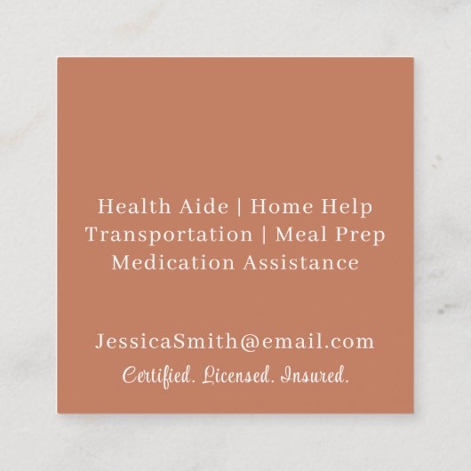 プロフェッショナル介護者ホーム救済アイド スクエア名刺 (裏面)