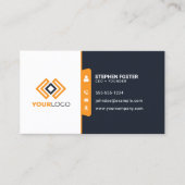 プロフェッショナル企業のダークはっきりしたブルー/オレンジ色のロゴ 名刺 (正面)