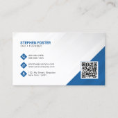 プロフェッショナル企業のブルーホワイトQRコード追加ロゴ 名刺 (正面)
